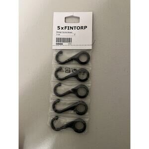 IKEA ~ Steel Hooks 402.019.02 ~ 2.75 Inch ~ Pack of 5 BLACK Fintorp NEW! (Y2)